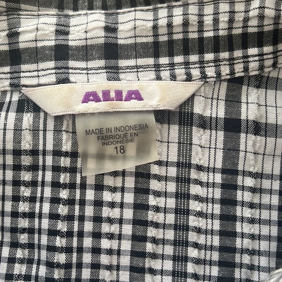 Alia Women's Button-down Shirt size 16, black, white, cotton, polyester - Picture 4 of 7